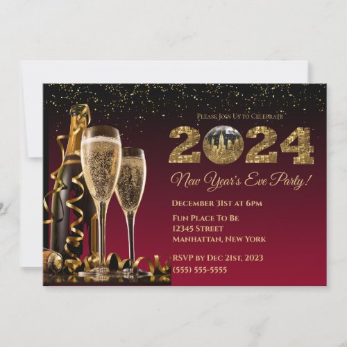 2024 New Years Eve Party_Ball_NYC_Red Invitation