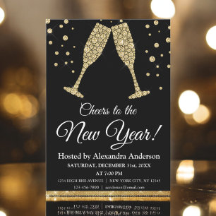 2024 New Year's Eve Party Champagne Glasses Invitation