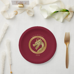 2024 New Year's Eve Party-Chinese New Years-Dragon Paper Plates