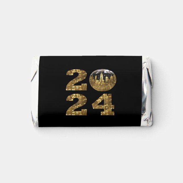2024-New Year's Eve Party Favors-Ball-NYC Gold- Hershey's Miniatures (Front)