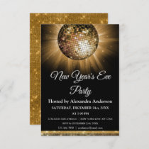 2024 New Year's Eve Party Gold Disco Ball Invitation