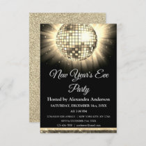 2024 New Year's Eve Party Gold Disco Ball Invitation