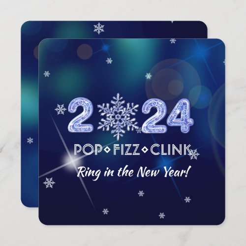 2024 New Years Eve Party Ice Numbers  Snowflake Invitation