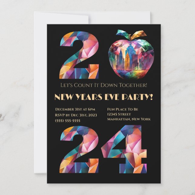 2024 New Year's Eve Party Invitation-Colorful- Invitation (Front)