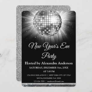 2024 New Year's Eve Party Silver Disco Ball Invitation
