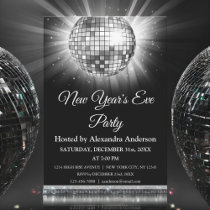 2024 New Year's Eve Party Silver Disco Ball Invitation