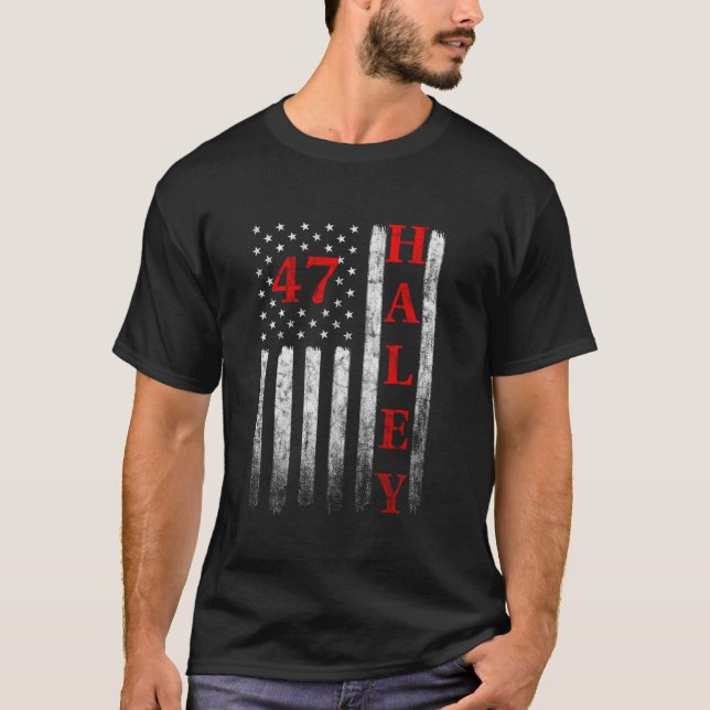 2024 Nikki Haley President American Flag USA Ameri T-Shirt (Front)
