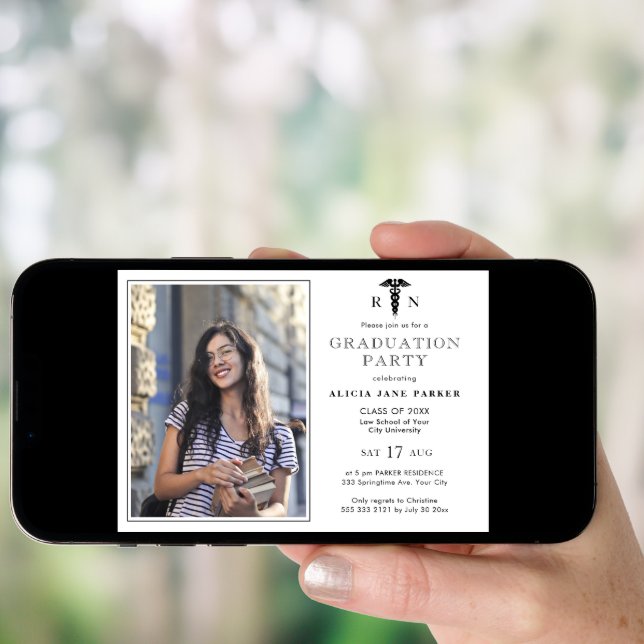 2024 Nursing school graduation modern photo Invitation (Front Digital)