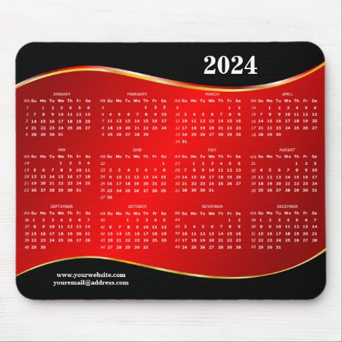 2024 on red and black background mouse pad