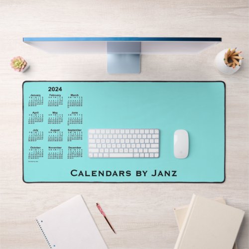 2024 Pale Turquoise Calendar by Janz Desk Mat