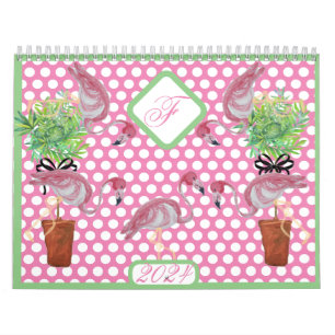 2024 Palm Pink Flamingo Flamingos Terra Cotta Calendar
