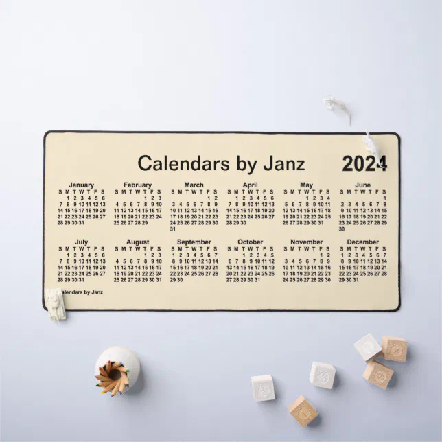 2024 Papaya Whip Large Print Calendar by Janz Desk Mat Zazzle