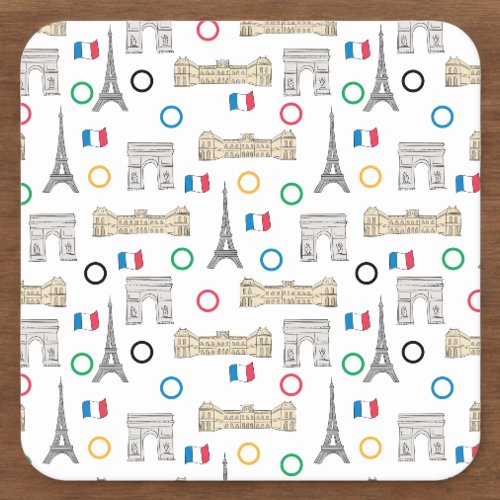 2024 Paris France Games Summer  Square Paper Coaster