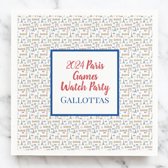 2024 Paris Games Summer Watch Party Personalized Napkins (Creator Uploaded)