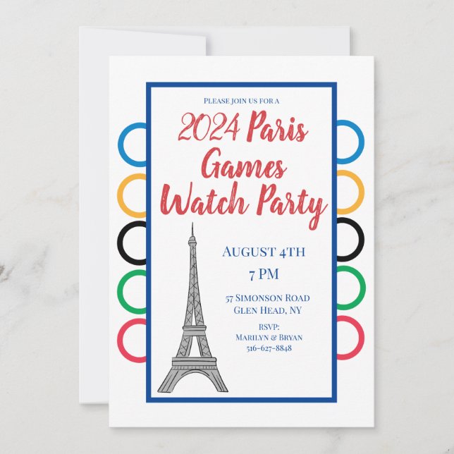 2024 Paris Games Summer Watch Party Rings Invitation (Front)