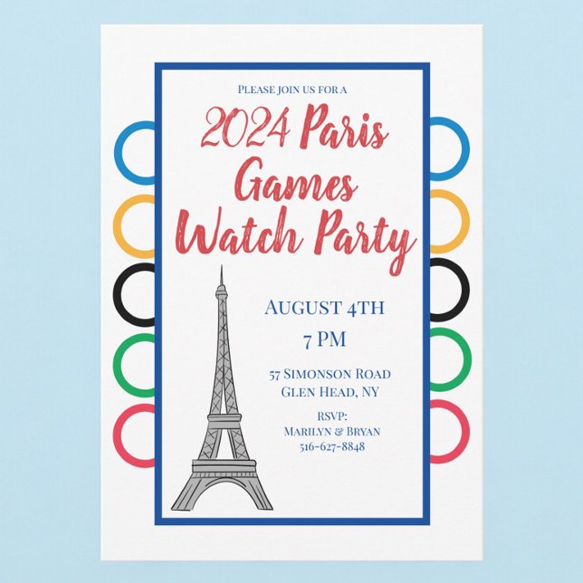 2024 Paris Games Summer Watch Party Rings Invitation (Creator Uploaded)