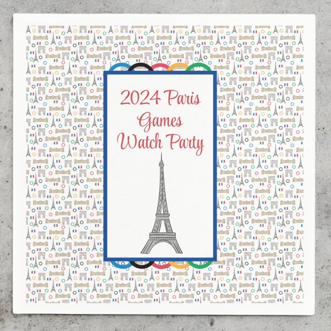 2024 Paris Games Summer Watch Party Rings Napkins (Creator Uploaded)