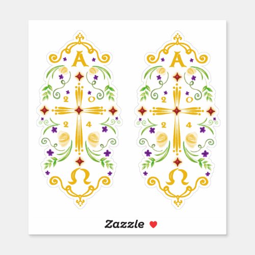 2024 Paschal Candle Purple Flowers Sticker
