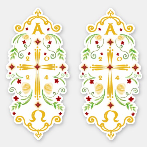 2024 Paschal Candle Red Flowers Sticker