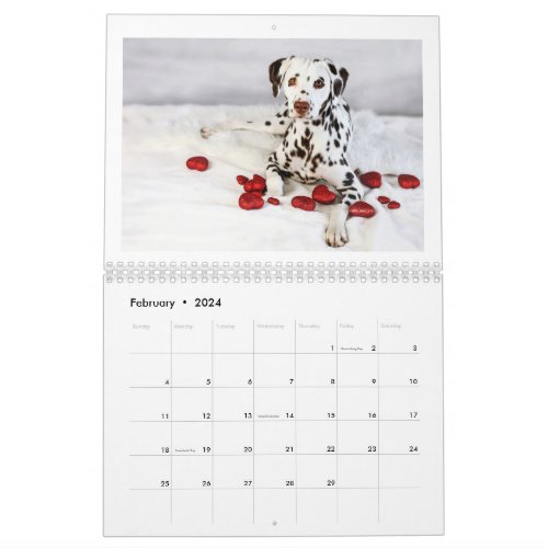 2024 Peace Love  Chocolate Dalmatian Calendar