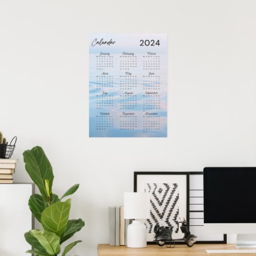 2024 Peaceful Ocean Monthly Calendar Poster