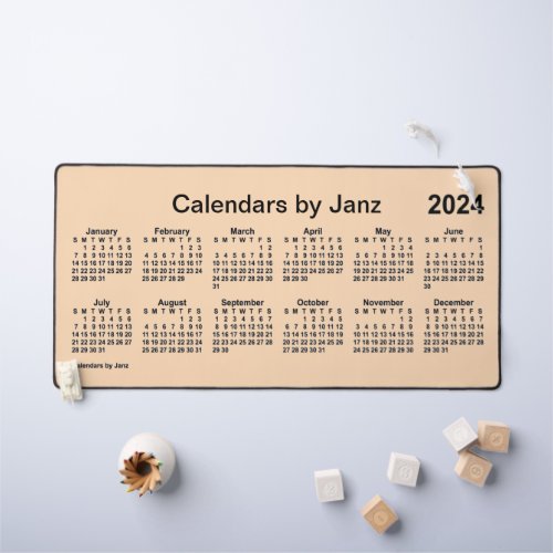 2024 Peach Puff Large Print Calendar by Janz Desk Mat
