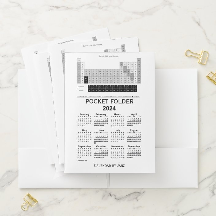 2024 Periodic Table Calendar by Janz White Pocket Folder