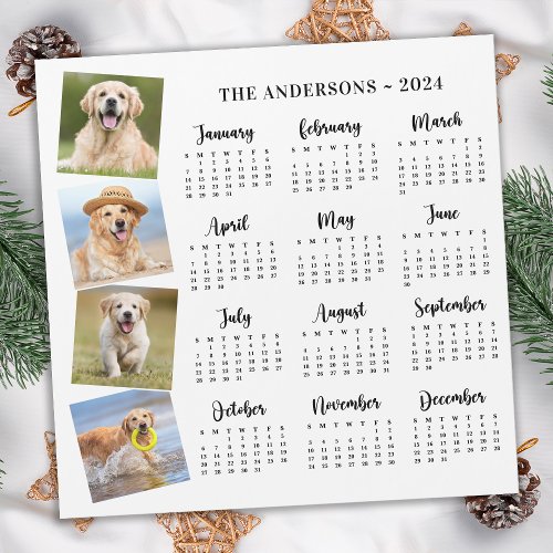 2024 Personalized Family Pet Dog Photos Calendar