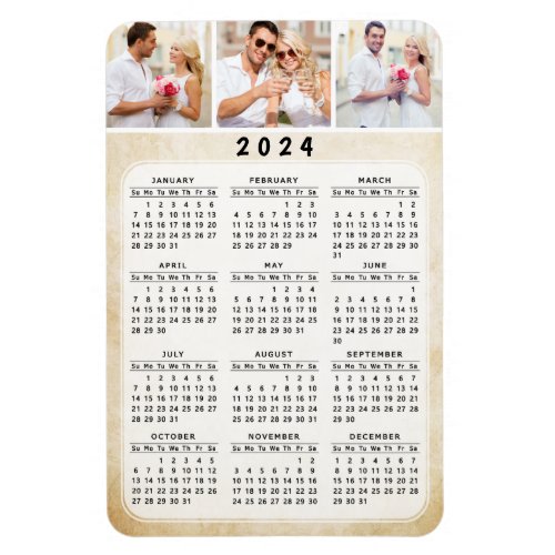 2024 Personalized Photo Magnetic Fridge Calendar Magnet