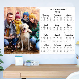 2024 Personalized Photo New Year 12 Month Calendar Poster