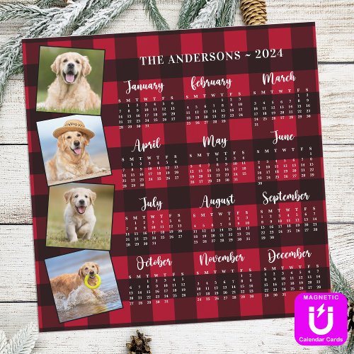 2024 Personalized Red Plaid Pet Photos Calendar