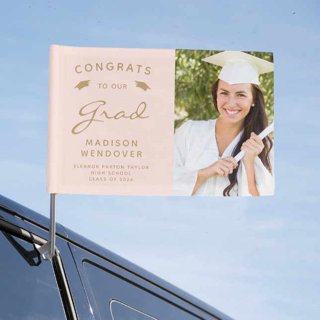 2024 Photo Blush and Gold Graduation Car Flag (Creator Uploaded)