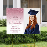 2024 Photo Burgundy Glitter Drip Graduation Yard Sign