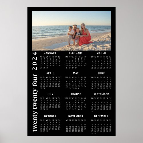 2024 Photo Calendar elegant black Poster