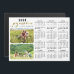 2024 Photo Calendar Magnet Family Name White Black<br><div class="desc">Create your own 2024 magnetic photo calendar with two personal pictures on a white background. It's a unique keepsake for family,  friends,  workmates,  colleagues for Christmas,  New Year,  or any occasion.</div>