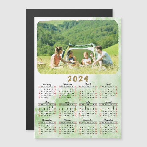 2024 Photo Calendar Magnet Green Marble