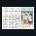 2024 Photo Calendar Magnet Modern Black White Gold<br><div class="desc">This modern 2024 magnetic calendar designed in minimalist style is easy to customize with personal photo to create a unique keepsake for your loved ones. The white and black design with a colorful picture and golden yellow text is the template where you can type your family name and add own...</div>