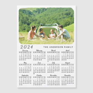2024 Photo Calendar Magnet Your Name White Black