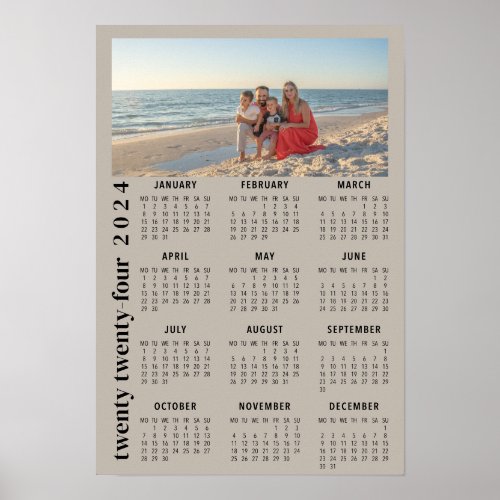 2024 Photo Calendar minimalist beige Poster