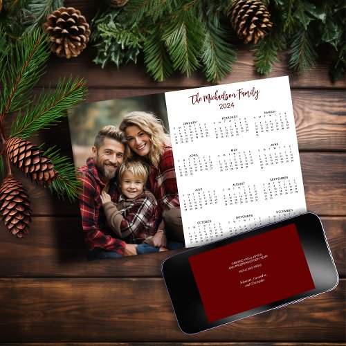 2024 Photo Calendar RedBlack Holiday Card