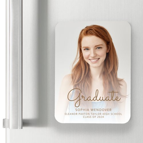 2024 Photo Gold Text Overlay Grad Announcement Magnet
