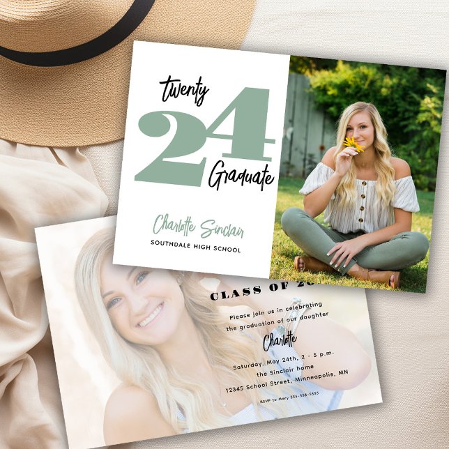 2024 Photo Graduation Handwriting Typography Invitation (Creator Uploaded)