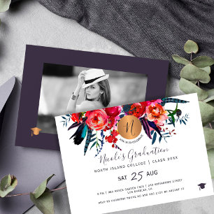 2024 PHOTO graduation party elegant floral Invitation