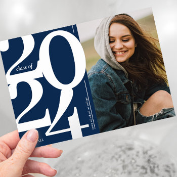 2024 Photo Graduation Party Navy Silver Foil Invitation by special_stationery at Zazzle