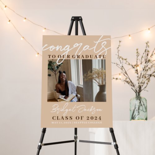 2024 Photo Graduation Party Sign Tan