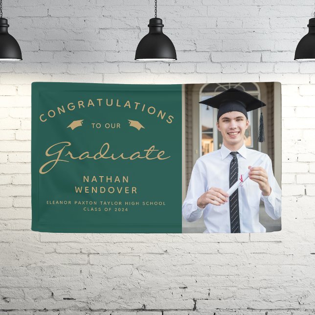 2024 Photo Green and Gold Graduation Banner (Creator Uploaded)
