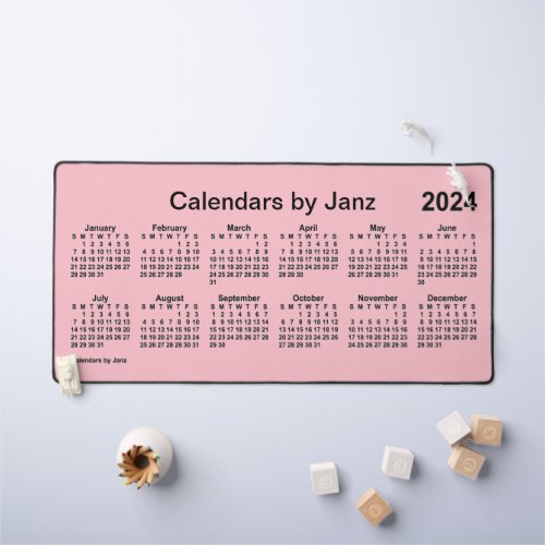 2024 Pink Large Print Calendar by Janz Desk Mat