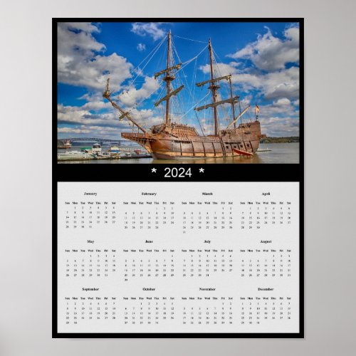2024 Pirate Boat Wall Calendar Poster