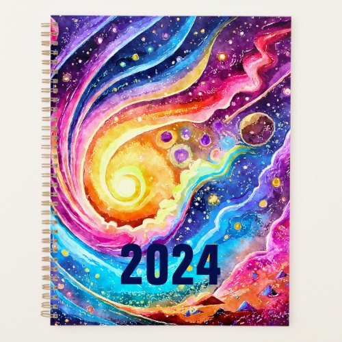2024 PLANNER COLORFUL ABSTRACT GALAXY DESIGN