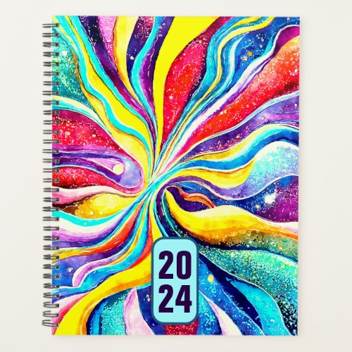 2024 PLANNER COLORFUL ABSTRACT OUTER SPACE DESIGN